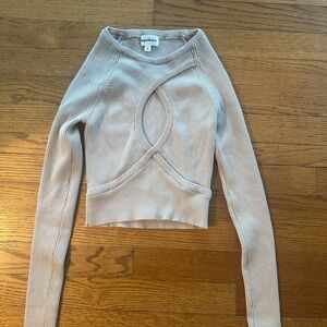 Superdown Taupe Ribbed Knit Top